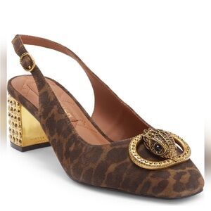 Kurt Geiger London Comfy Slingback Block Heel Pump Diamond Gold Accent Heels